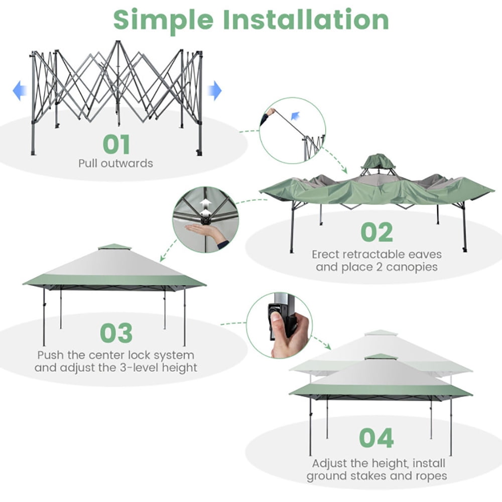 Aimee Lii 13 x 13 Feet Pop-Up Patio Canopy Tent with Shelter and Wheeled Bag, Backyard Canopy Gazebo for Party Camping BBQ Events, Gray
