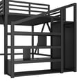 thumbnail image 6 of Bellemave Full Loft Bed with Stairs and Wardrobe,Metal Loft Beds with Storage and LED Light,Heavy Duty High Loft Bed Full with USB Ports, Noise Free, Black, 6 of 7