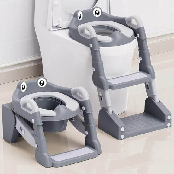 Adjustable Height Toddler Potty Training Seat, Toilet Step Stool with Soft Cushion & Splash Guard, Anti-Slip Pad, Easy Assembly for Boys & Girls