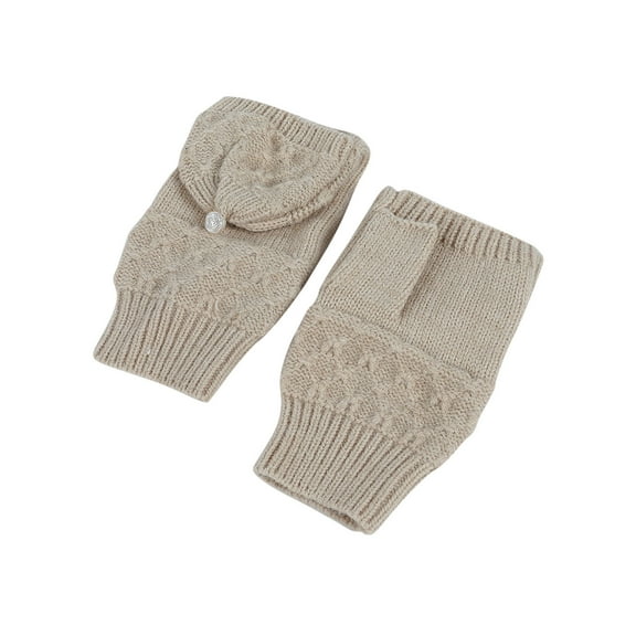 ibuvkizy Winter Gloves,Gifts for Women,Winter Knitted Half Fingered Unisex Solid Color Flip Warm Finger Gloves,Womens Gloves