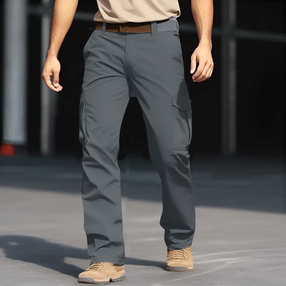 CLOISE Baggy Cargo Pants Men Big and Tall High Waist Trousers Drawstring Solid Bottoms Casual Clothes with Pockets