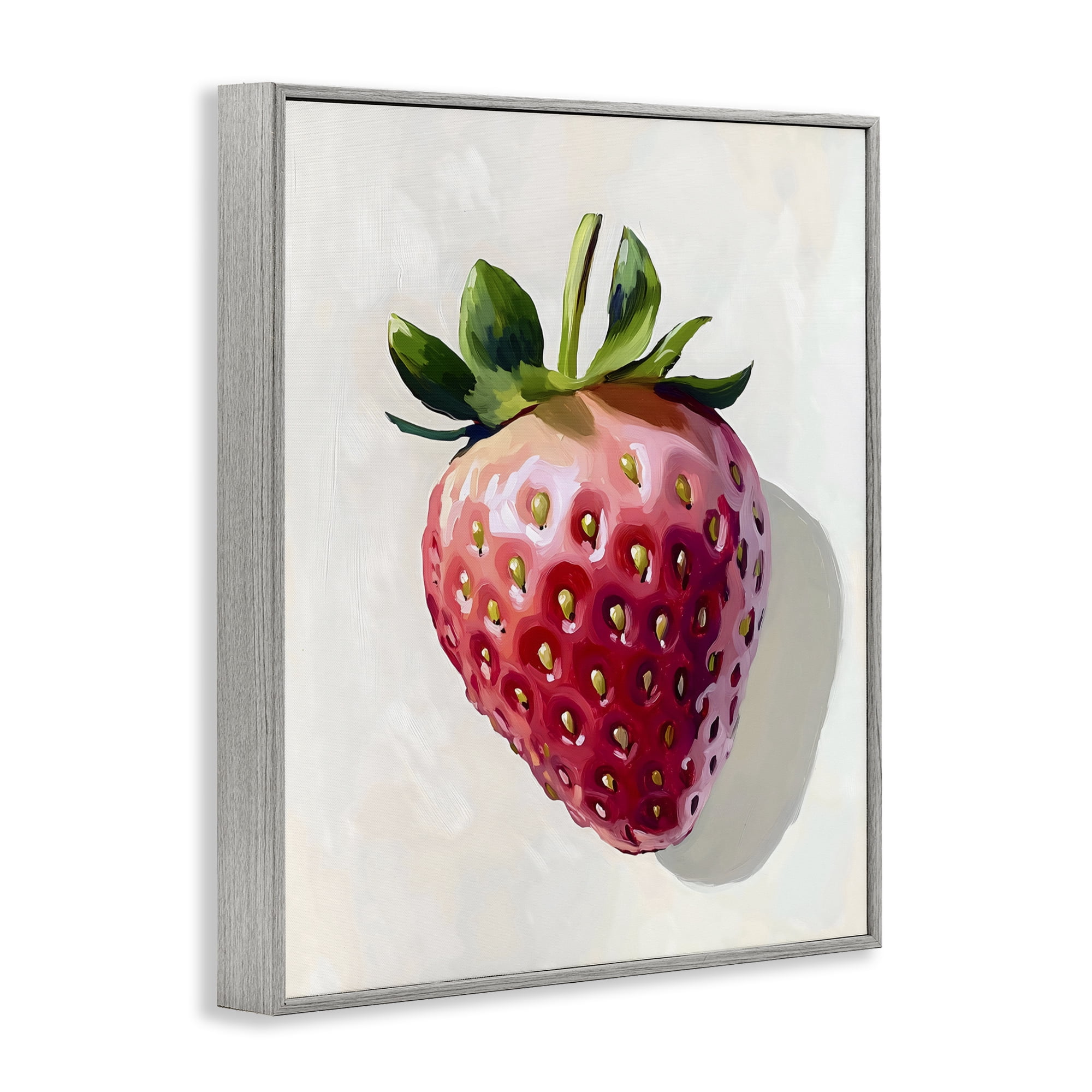 Stupell Industries Juicy Shine Strawberry Gray Framed Giclee Art, design by The Prints Vibe