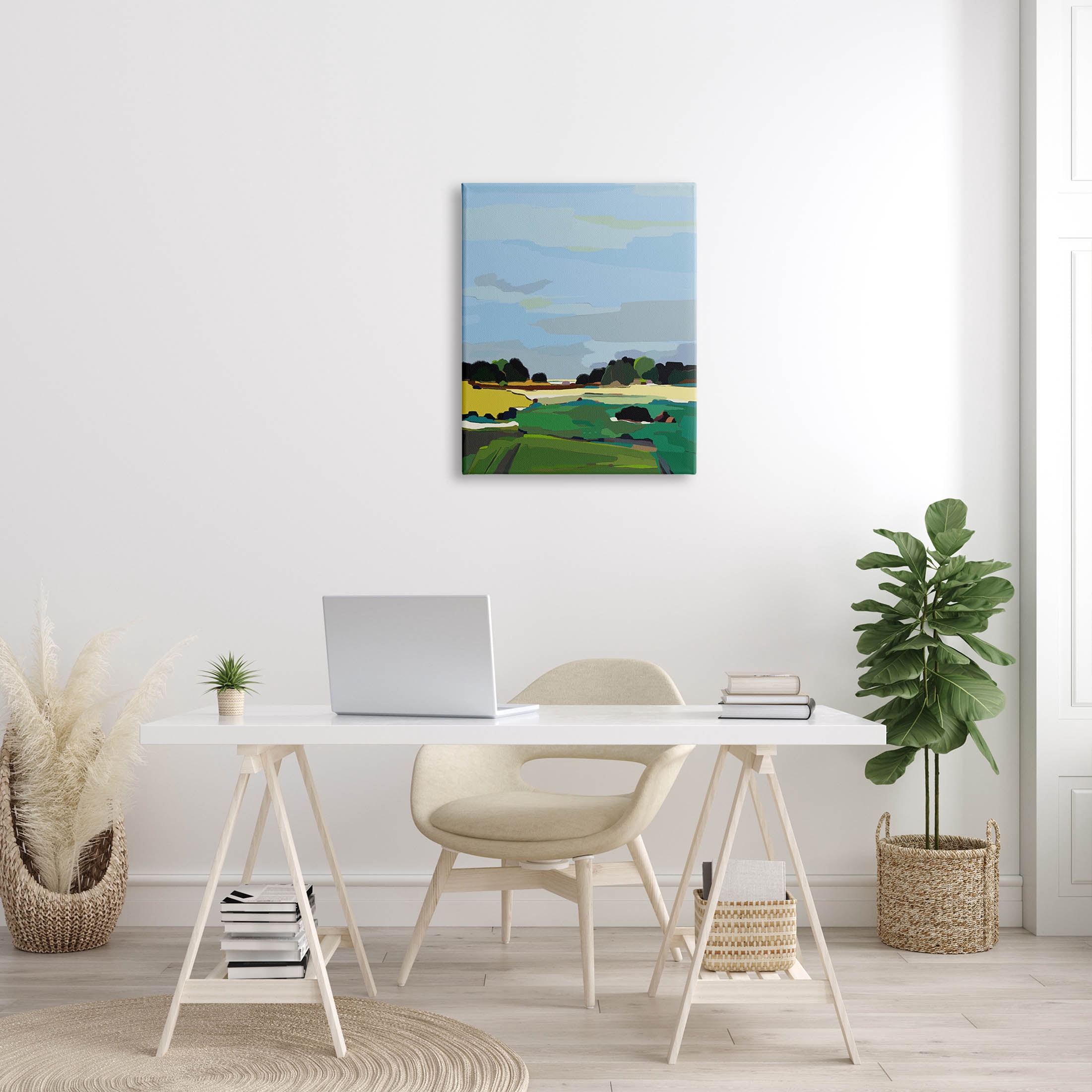 Stupell Industries Rural Grassland Fields Landscape Graphic Art Gallery Wrapped Canvas Print Wall Art, Design by Nikita Jariwala