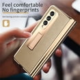 thumbnail image 3 of SaniMore Case for Samusng Galaxy Z Fold 3 6.7" 2021, Leather Skin Platng Frame Hinge Protection Screen Ptotector Hidden Kickstand Pen Slot All-inclusive Heavy Duty Protective Case for Z Fold 3, Gold, 3 of 7