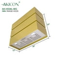 thumbnail image 5 of Akicon 36" Stainless Steel Range Hood, Modern Box Ducted Kitchen Hood with Powerful Vent Motor, Wall Mount, 36"W * 30"H*14"D, Brushed Gold, 5 of 7