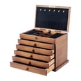 thumbnail image 3 of Joyero de madera con cerradura y llave, expositor para anillos y broches. Forro negro con gancho, 3 of 9