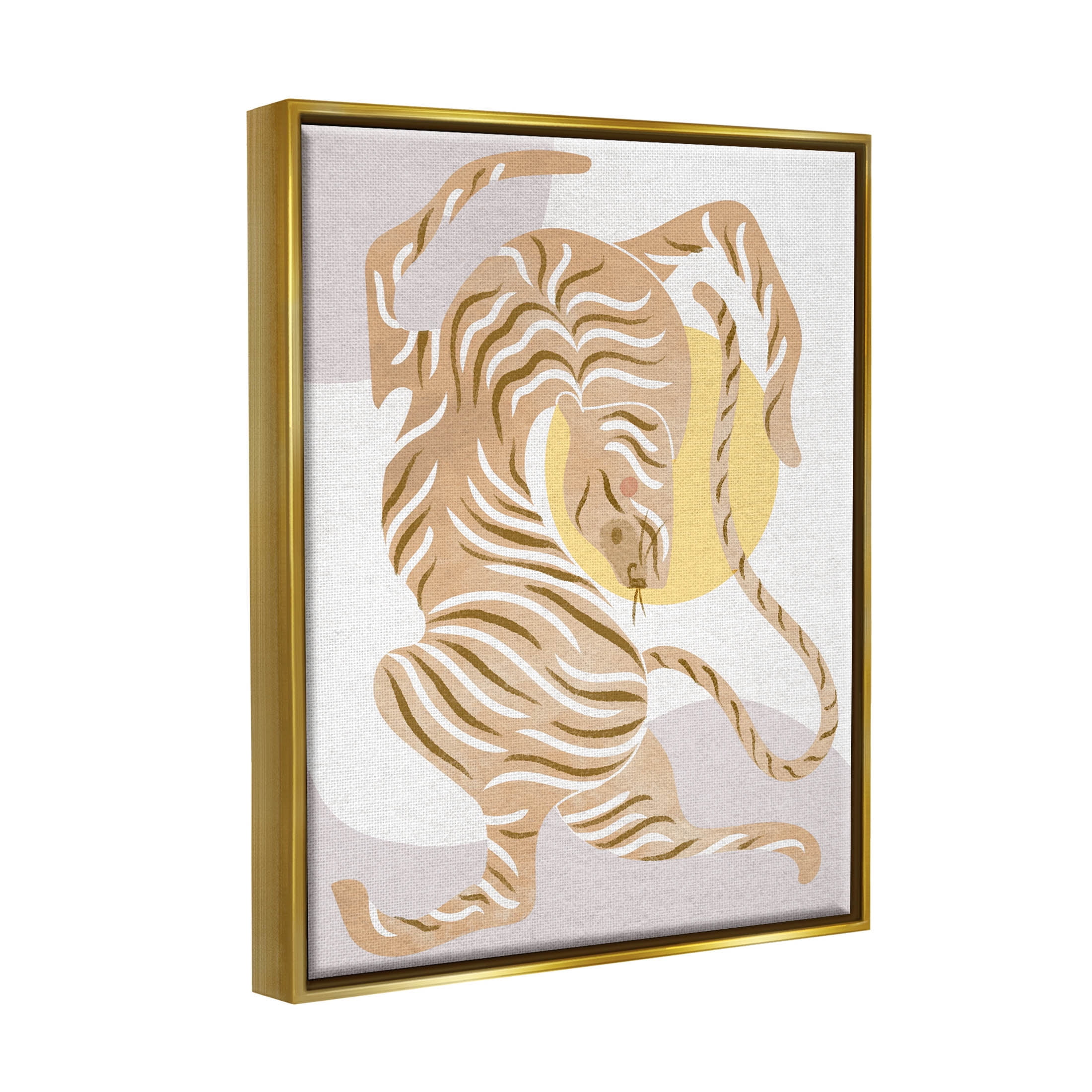Geometric Tiger Stripes Shapes Animals & Insects Graphic Art Metallic Gold Framed Art Print Wall Art