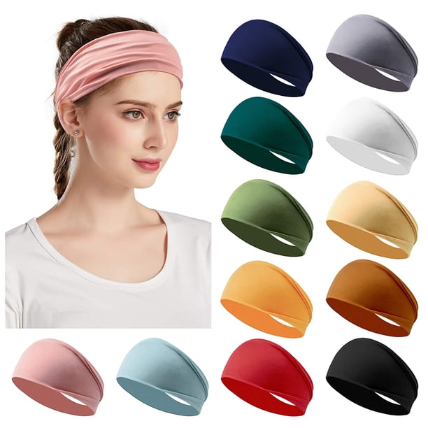 Paquete de 12 diademas para mujer, bandas elásticas para el pelo, turbante para correr, diadema antideslizante para el sudor, envoltura para el pelo de Yoga para niñas Zhivalor CDWJ052