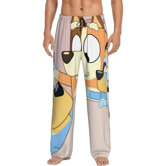 Silaia Bluey Print Mens Pajama Pants,Sleep & Lounge Pants, Men's Pajama Bottoms,PJ Bottoms with Pockets and Drawstring/Elastic Waist-