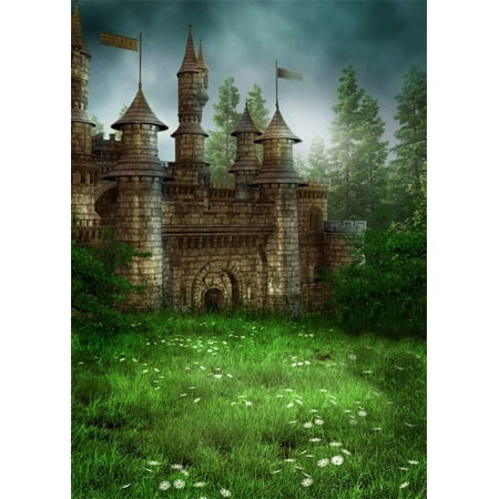 ABPHOTO Polyester 5x7ft Photography Backdrop Fairytale Castle on the Meadow Backdrops for Photo Shoots Lovers Party Game Adult Kids Baby Personal Portrait Photo Background Studio Props