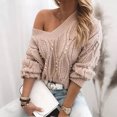 thumbnail image 2 of Suéteres Para Mujer Suéter de Punto Con Cable Cuello en V Otoño Invierno Slim Fit Pullover Nail Bead Tops de Manga Larga Odeerbi ODB186848, 2 of 8