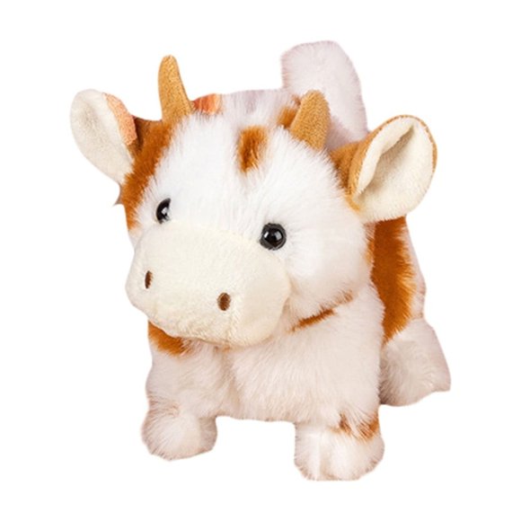 Hearth & Gear Cow Stuffed Animal Soft Short Hair Interactive Toy With Motion & Sound Cute Farm Animal For Kids Singing for Babies Talking for Adults Boys Dolls Interactive Talking for Toddlers Soft