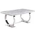 thumbnail image 3 of Contemporary 7-Piece Dining Set, Faux Marble Top Dining Table with Velvet Tufted Dining Chairs, Chrome Metal Base, Gray, 3 of 5