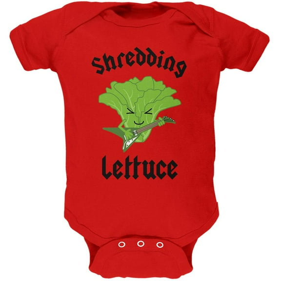 Vegetable Lettuce Shredding Heavy Metal Guitar Funny Soft Baby One Piece Red 0-3 M