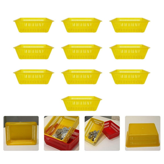 ELAYARD Yellow Plastic Decorative Basket, Portable and Multipurpose Organizer 10Pcs