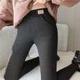 thumbnail image 2 of Yuarrent Mallas con forro polar para mujer, mallas deportivas térmicas de Color sólido para niña, pantalones de invierno, accesorio de ropa, Suministros térmicos Negro/L, 2 of 6