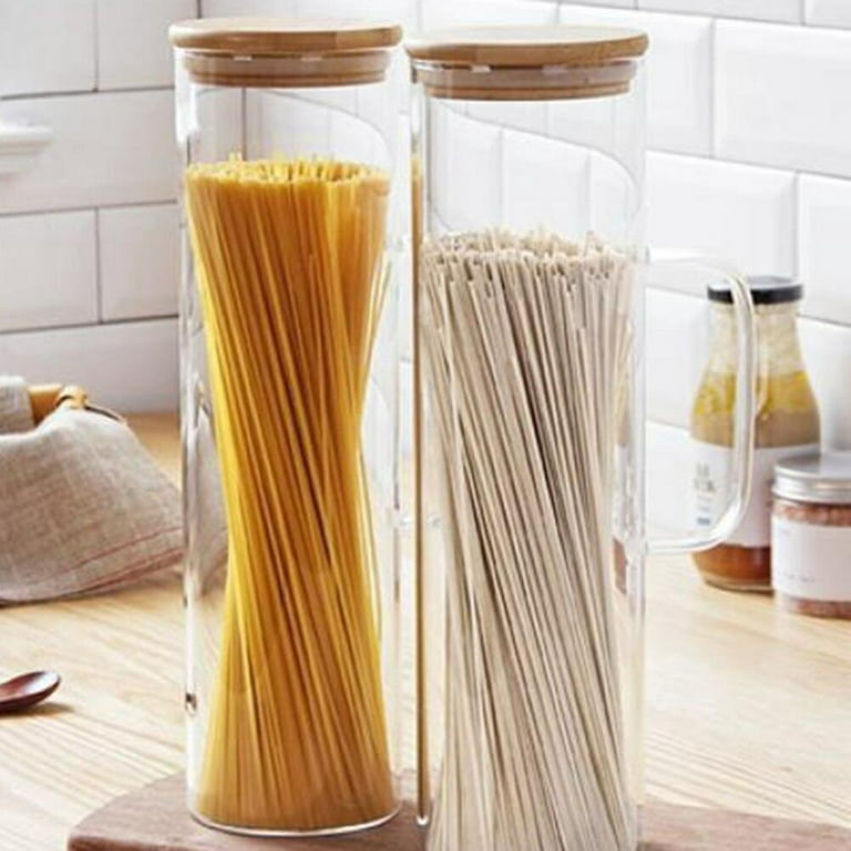 Glass Food Storage Container for Loose Food Dry Spices Pasta Sugar Flour  Groats Rice Bamboo Lid Kitchen Organizer Set 