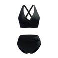thumbnail image 4 of GZWYHT Bathing Suit for Women Tankini Swimsuits for Women Womens Swimsuits Two High Waisted Bathing Suits Color Block Wrap Front Bikini Sets Womens Swimsuits Bikini Sets for Women Black XXL, 4 of 6