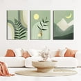 thumbnail image 3 of Boho Wall Art Painting,Boho Wall Art Set of 3, Sage Green Minimalist d Canvas Wall Art Geometric Leaf Sun Moon Beige Green Canvas Artwork 12"X16" for Bathroom Living Room Boho Wall Decor, 3 of 7