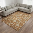 thumbnail image 2 of HomeRoots 679006 10 x 14 ft. Rust Gray & Beige Floral Transitional Washable Machine Made Rectangle Area Rug with UV Protection, 2 of 9