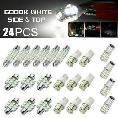 

24pcs LED Interior Lights Bulbs Kit Car Trunk Dome License Plate Lamps 6000K