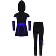 thumbnail image 2 of Eandarui Kids Boys Girls Ninja-style Costumes Sleeveless Hooded Top and Pants Set for Theme Party Cosplay Blue 6, 2 of 5