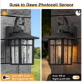 thumbnail image 3 of Maxax 2 Pack Dusk to Dawn Outdoor Wall Lights, Exterior Light Fixtures Wall Mount with Ripple Glass, Waterproof Black Porch Lights, Outside Wall Lantern for Entryway, Garage, Patio, 3 of 9