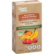 Great Value Strawberry Orange Banana Protein & Fiber Drink Mix, 2.47 Oz., 5 Count