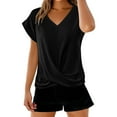 thumbnail image 3 of Uqiangy Tops To Wear With Skorts for Women Knotted Tops for Women Tie Front Comfy Tee T Shirts for Women Short Sleeve Shirts for Women Black 3XL, 3 of 7