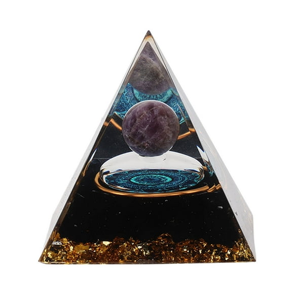 Crystal Epoxy Pyramid Decoration Hand Made 6cm Home Pyramid Desktop Ornament for Positive Energy