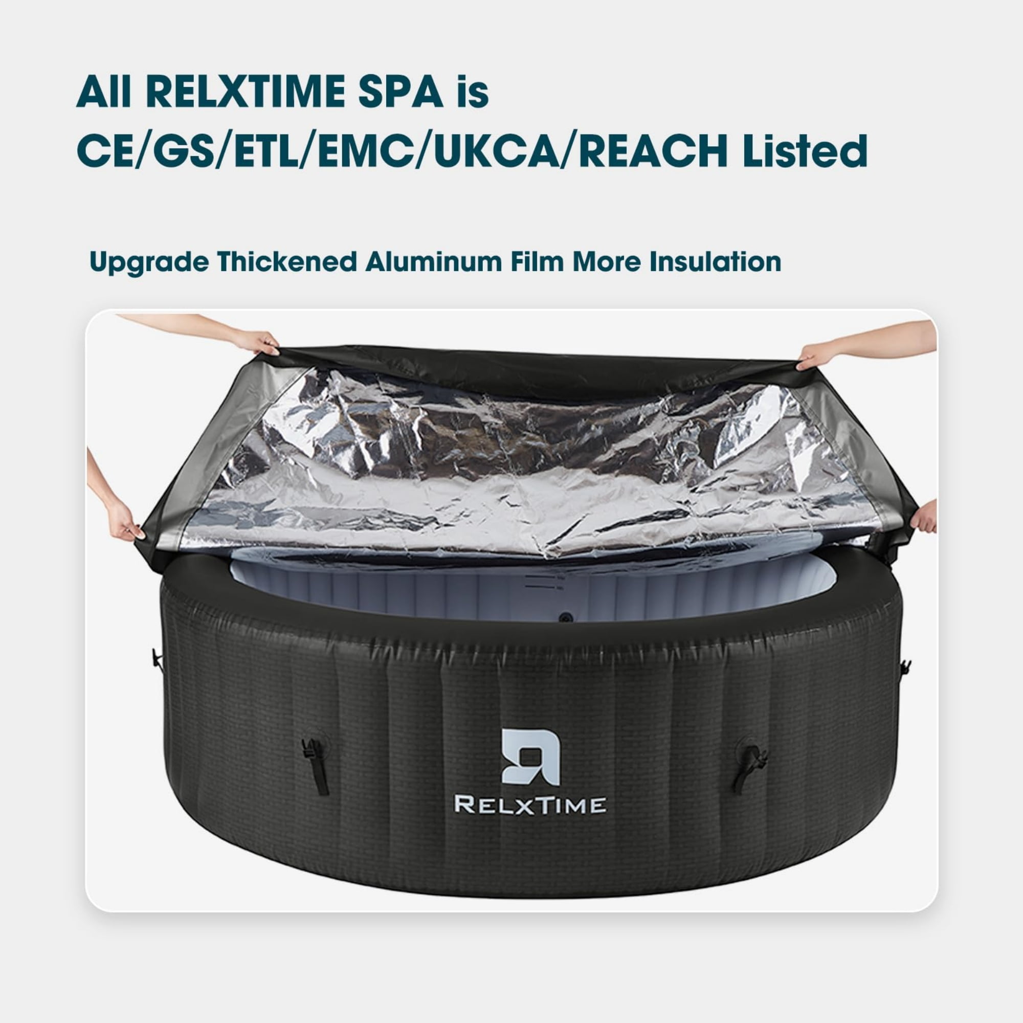 RELXTIME Inflatable Hot Tub 4-6 Person Round Outdoor Blow Up Spa with  Insulation Cover,  Mat (Energy-Saving)