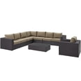thumbnail image 2 of Modway Convene 7 Piece Patio Sofa Set in Espresso and Mocha, 2 of 11