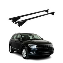 OMAC Top Roof Racks Cross Bars for VW Tiguan 2018-2024 Black Aluminium 2 Pcs Anti-Theft for Travel Kayak Canoe Surf Ski Snowboard Camping