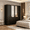 6D Black, variant on JassmiPkwy 75" Tall 4-Door Armoire Wardrobe Closet with 3 Drawers & 2 Mirrors, Modern Wooden Bedroom Armoires with Hanging Rod and LED Lights for Bedroom, Black
