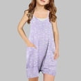 thumbnail image 2 of SHTXOZHI Girls Casual Jumpsuits Sleeveless V Neck Print Loose Romper with Pockets Short Overalls, 2 of 3