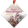 thumbnail image 1 of Soul Décor Christmas Ornaments, Baby's First Christmas 2020 Ornament, Large 3.75" Diamond Metal Ornament, Velvet Pouch Included, 1 of 7