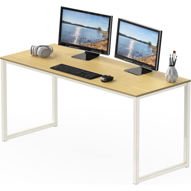 Commercial-Grade Office Computer Desk x cm Silver w/Espresso Top