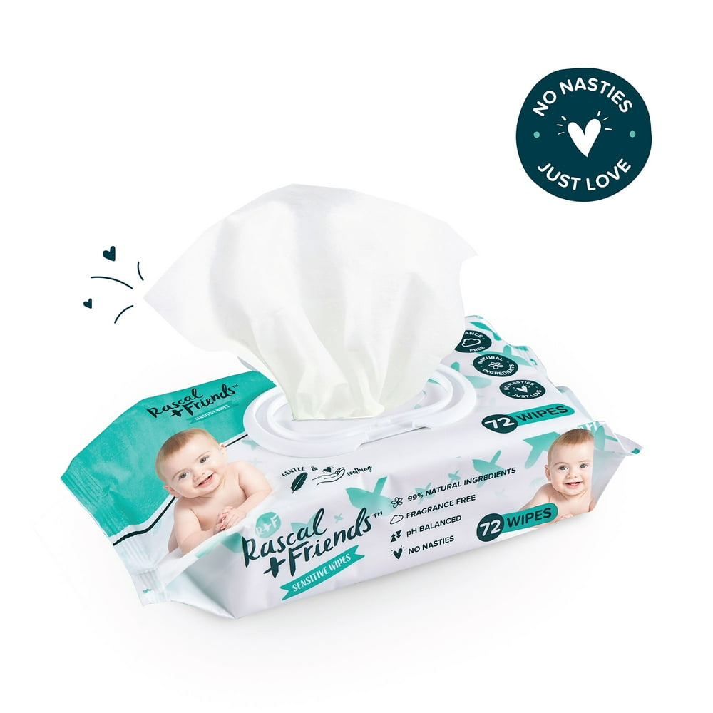Rascal + Friends Sensitive Baby Wipes, 72 Count