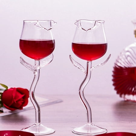 

Rose Cocktail Glass Wine Goblet Glasses Flower Drinkware Set of 2 Crystal Champagne Flutes Red Wine Glass Gifts for Housewarming Wedding Birthday Celebrations