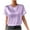 Purple, variant on Kukoosong Women's T-Shirt Soft Fitted Elastic Tees, Women Casual Fashion Solid Color V-Neck Satin Top