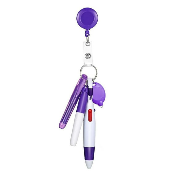 5-in-1 Badges Holder with Multicolor Pen, Marker and Light for Nurse Doctor, Badges Reels Holder