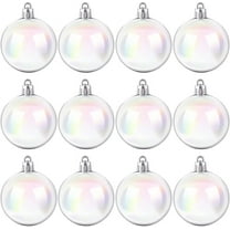 NOGIS 12 Pcs Christmas Iridescent Ball Ornaments Shatterproof Christmas Tree Baubles Clear Plastic Decorative Hanging Pendant for Xmas Decor Wedding Birthday Party Supplies (Clear, 2 inch)