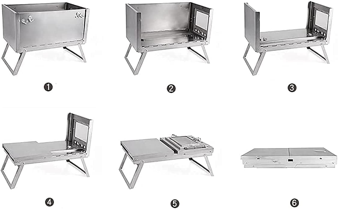 DANCHEL S6 Portable Folding Wood Stove Stainless Steel Hot Tent Stoves for Outdoor Camping Cooking
