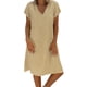 thumbnail image 1 of MELDVDIB - Vestido informal de verano para mujer, talla grande, suelto, liso, sin mangas, escote en V, manga corta, recto, regalo en liquidación, 1 of 5