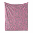 thumbnail image 1 of Floral Soft Flannel Fleece Throw Blanket, Big Grey Flower Petals on Pink Background Falling Leaves Natural Theme Artwork, Cozy Plush for Indoor and Outdoor Use, 60" x 80", Pink and Grey, by Ambesonne, 1 of 6
