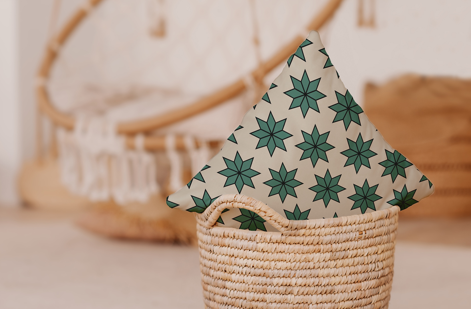 Simply Daisy Mint Colored Christmas Stars Christmas Soft Spun Polyester Indoor/Outdoor Throw Pillow, 16" x 16"