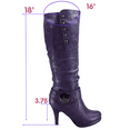 thumbnail image 2 of Women's Heeled Knee High Platform Side Zip Buckle Casual Dress Fashion Boots Shoes ( Purple, 6), 2 of 5