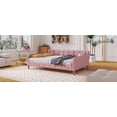 thumbnail image 6 of Newest Upholstered Daybed in Rubine, Full Size Sofa Bed with Button Tufted Headboard, Modern Linen Platform Bed for Multi-Functional Spaces, Sturdy Wood Frame, 6 of 14