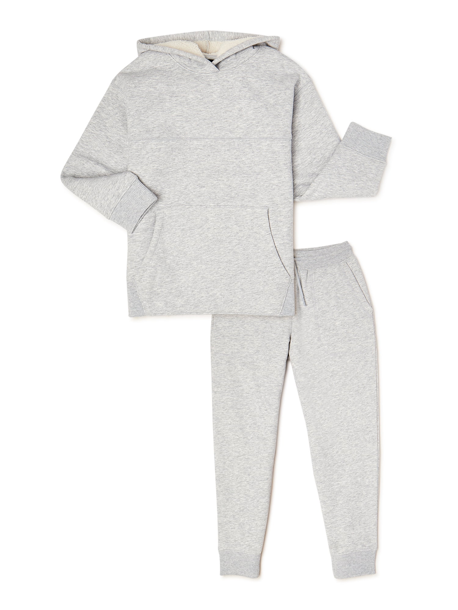 Faux Sherpa-Lined Hoodie \u0026 Joggers Set 