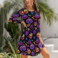 thumbnail image 5 of Fall Dresses for Women 2024, Colorful Halloween Pumpkin Womens Fall Dresses Long Sleeve Casual Tie Waist Clothes, Womens Fall Fashion 2024 Midi  Dresses Outfits with Pocket, 5 of 6